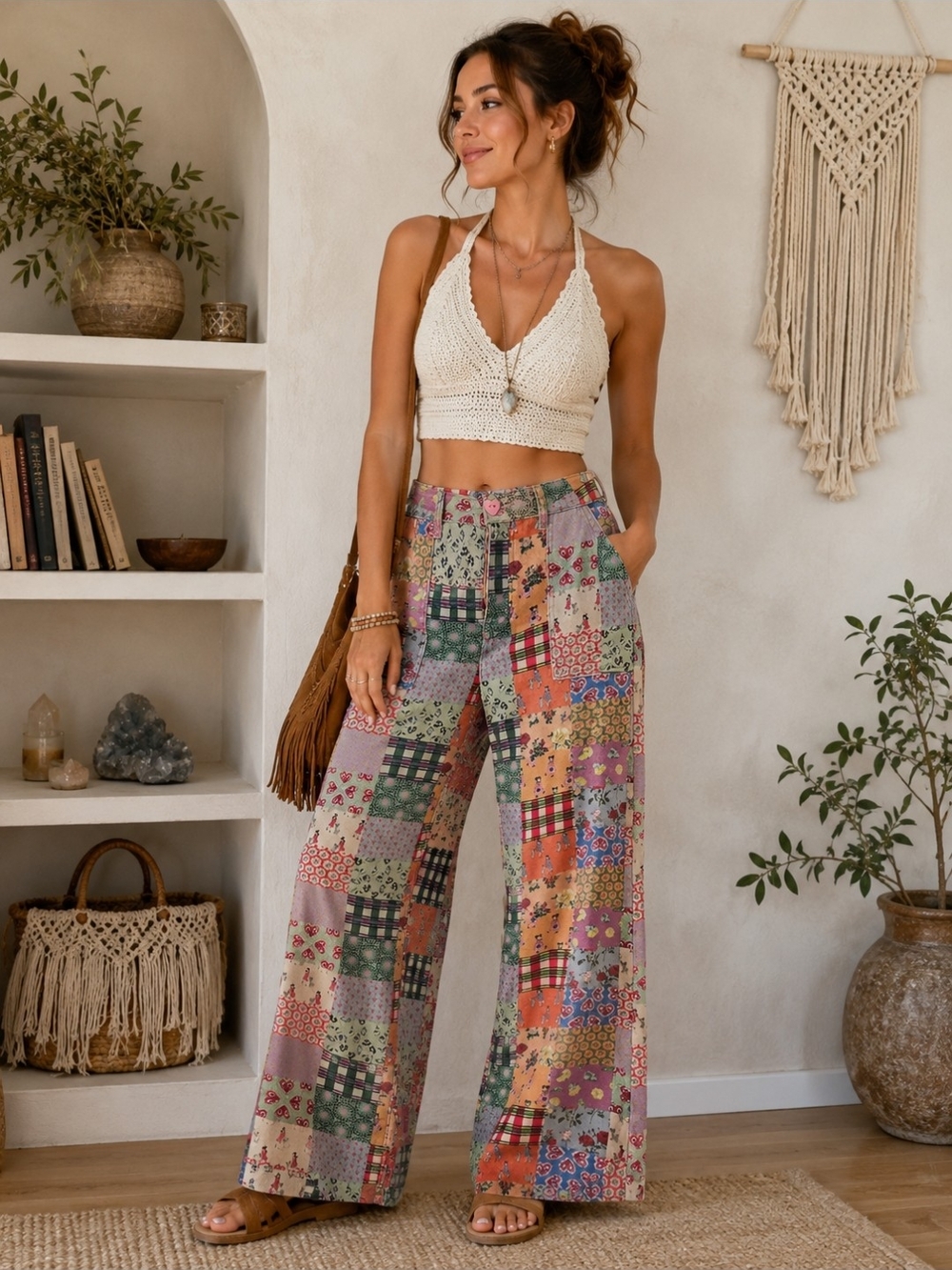 Rachel Antonoff Patchwork Wide Leg Jeans Heart Button Fly Size 8 Boho